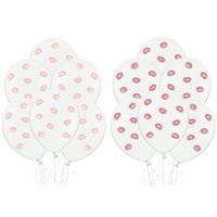 Balões de látex branco com lábios de 30 cm - PartyDeco - 6 unidades