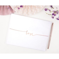 Livro de assinatura branca Love rose gold