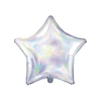 Balão de estrela branca iridescente de 48 cm - PartyDeco - 1 unidade
