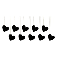 Etiquetas de presentes de coração preto com fio - 10 unidades