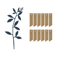 Decoração de ramos de papel azul-marinho com etiquetas - 6 unidades