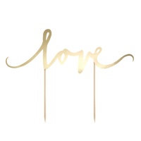 Topo de bolo Love dourado - PartyDeco