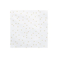 Guardanapos brancos com pontos dourados de 16,5 x 16,5 cm - 20 unidades