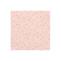 Guardanapos cor-de-rosa com pontinhos dourados de 16,5 x 16,5 cm - 20 unidades
