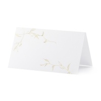 Cartão de marcador de lugar com ramos dourados - 10 unidades
