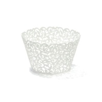 Papel de embrulho branco para cupcakes com flores - 10 unid.