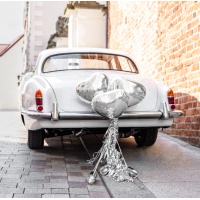 Kit de decoração para carro com coração prateado