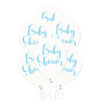 Balões de Látex Baby Shower azul 30 cm - PartyDeco - 6 unidades