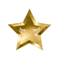 Pratos estrela dourados 27 cm - 6 peças