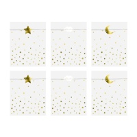 Sacos de papel de Unicórnios com estrelas - 6 unidades