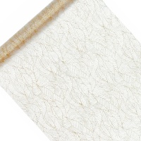 Corredor de mesa em organza com padrão dourado de 47,5 cm - 9 m