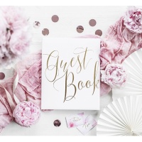 Livro de honra Livro de assinaturas branco com letras douradas