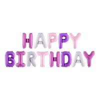 Balão de letras Happy Birthday de 35 cm - PartyDeco