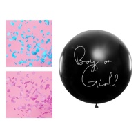 Balão gigante de látex menino ou menina com confettis 1 m - PartyDeco - 1 unidade