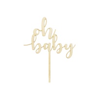 Topper de madeira para bolo - Oh baby - 1unidade