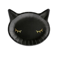 Pratos de gatos pretos de 22 x 20 cm - 6 unidades