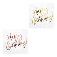 Guardanapos de Happy Birthday de 16,5 x 16,5 cm - 20 unidades