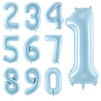 Balão de número gigante azul pastel de 86 cm - PartyDeco