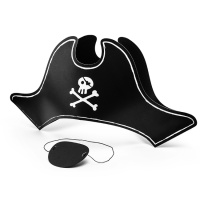 Chapéu e emblema de pirata em cartão para criança