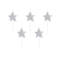Velas de estrela prateada - 5 unidades