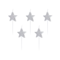 Velas estrela prateadas - 5 peças