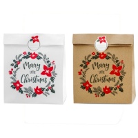 Saco de presentes de papel de Merry Christmas de 25 x 11 x 27 cm - 3 unidades