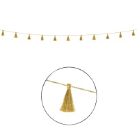 Grinalda dourada com pompons tassel - 1,90 m