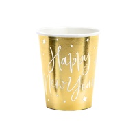 Copos dourados Happy New Year de 220 ml - 6 unidades