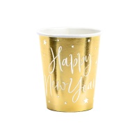 Copos dourados Happy New Year 220 ml - 6 unidades