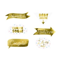 Kit fotochamada para chá de bebé dourado - 6 unidades