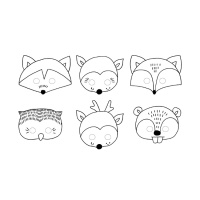 Máscaras para pintar de Animais da Floresta - 6 unidades