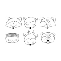 Pintura facial de animais da floresta - 6 peças