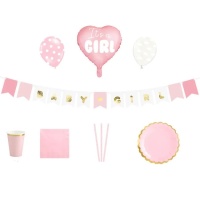 Pack para mesa de doces de Baby shower menina - 49 unidades