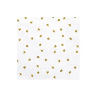 Guardanapos brancos com estrelas douradas de 16,5 x 16,5 cm - 20 unidades