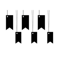 Etiquetas para presentes em cartão preto em forma de bandeira com fio - 6 pcs.