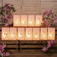 Sacos de luz para velas Just Married com letras - 11 unid.