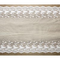 Caminho de mesa decorativo em renda floral branca - 9 m