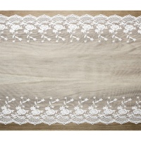 Corredor de mesa em renda decorativa floral branca de 45 cm - 9 m
