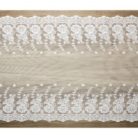 Corredor de mesa em renda branca 45 cm flores brancas decorativas - 9 m