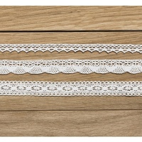 1,5 m de fita de renda de algodão branco - 3 pcs.