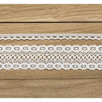 Fita decorativa de renda de algodão branco 1,5 m - 2 pcs.