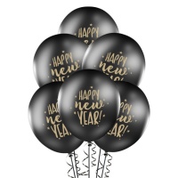 Balões de látex pretos pastel de Ano Novo - PartyDeco - 6 unidades
