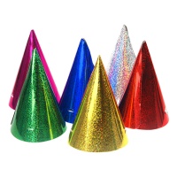 Chapéus de festa holográficos em cores sortidas - 20 unidades