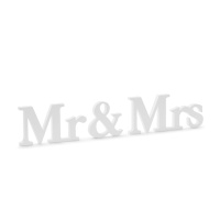Letreiro de madeira de Mr. e Mrs. branco - 50 x 9,5 cm
