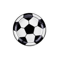 Pratos de futebol preto e branco 18 cm - 6 unid.