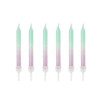 Velas com purpurina azul-marinho e roxa de 6 cm - 20 unid.