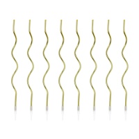 Velas douradas longas em espiral 14,5 cm - 8 unidades
