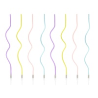 Velas longas em espiral pastel multicoloridas 14,5 cm - 8 peças