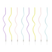 Velas compridas em espiral multicor pastel de 14,5 cm - 8 unidades