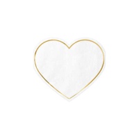 Guardanapos brancos em forma de coração 14,5 x 12,5 cm - 20 unid.